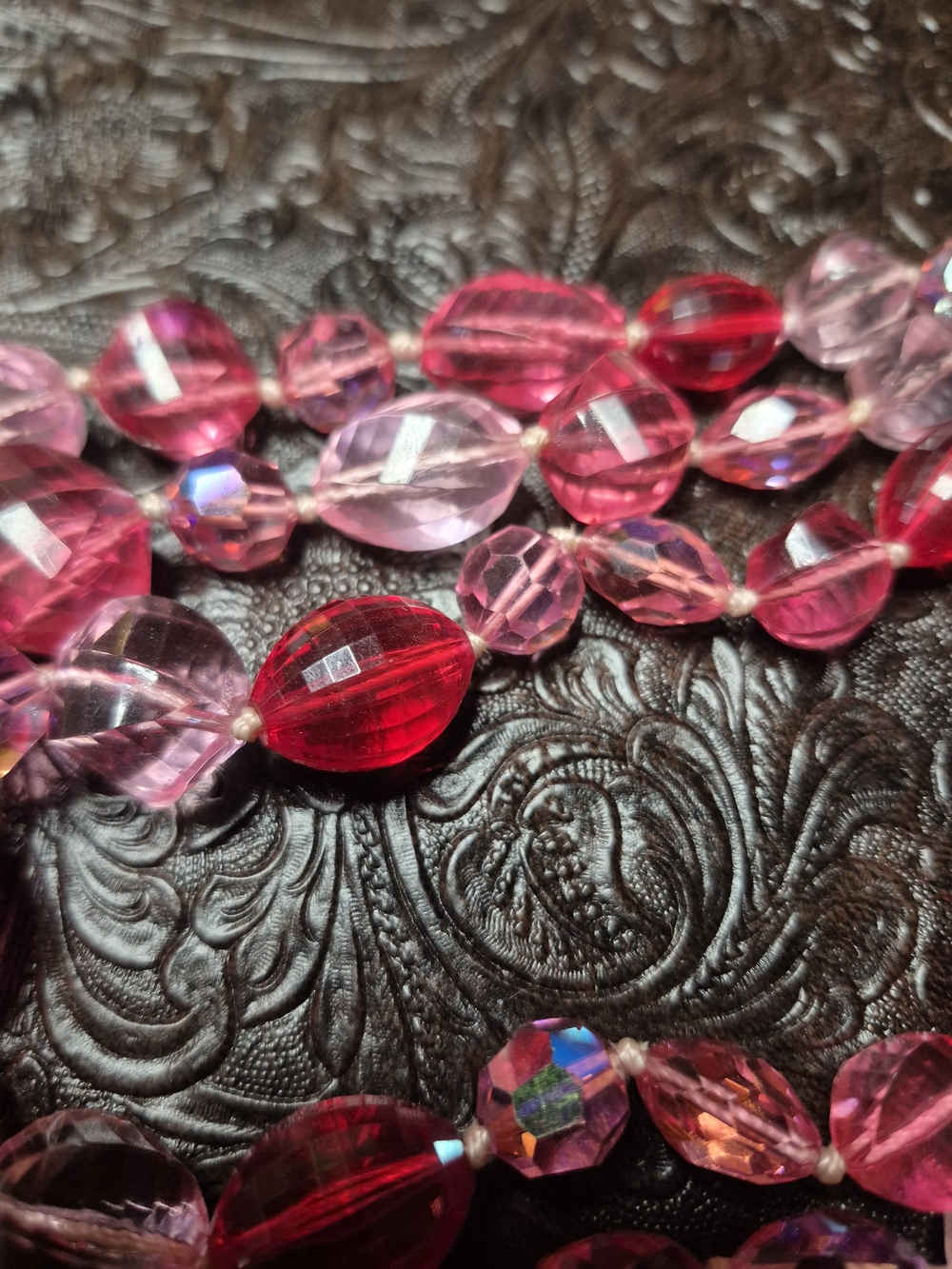 Pink Multi-Strand Faceted Bead Necklace - Picture 3 of 5